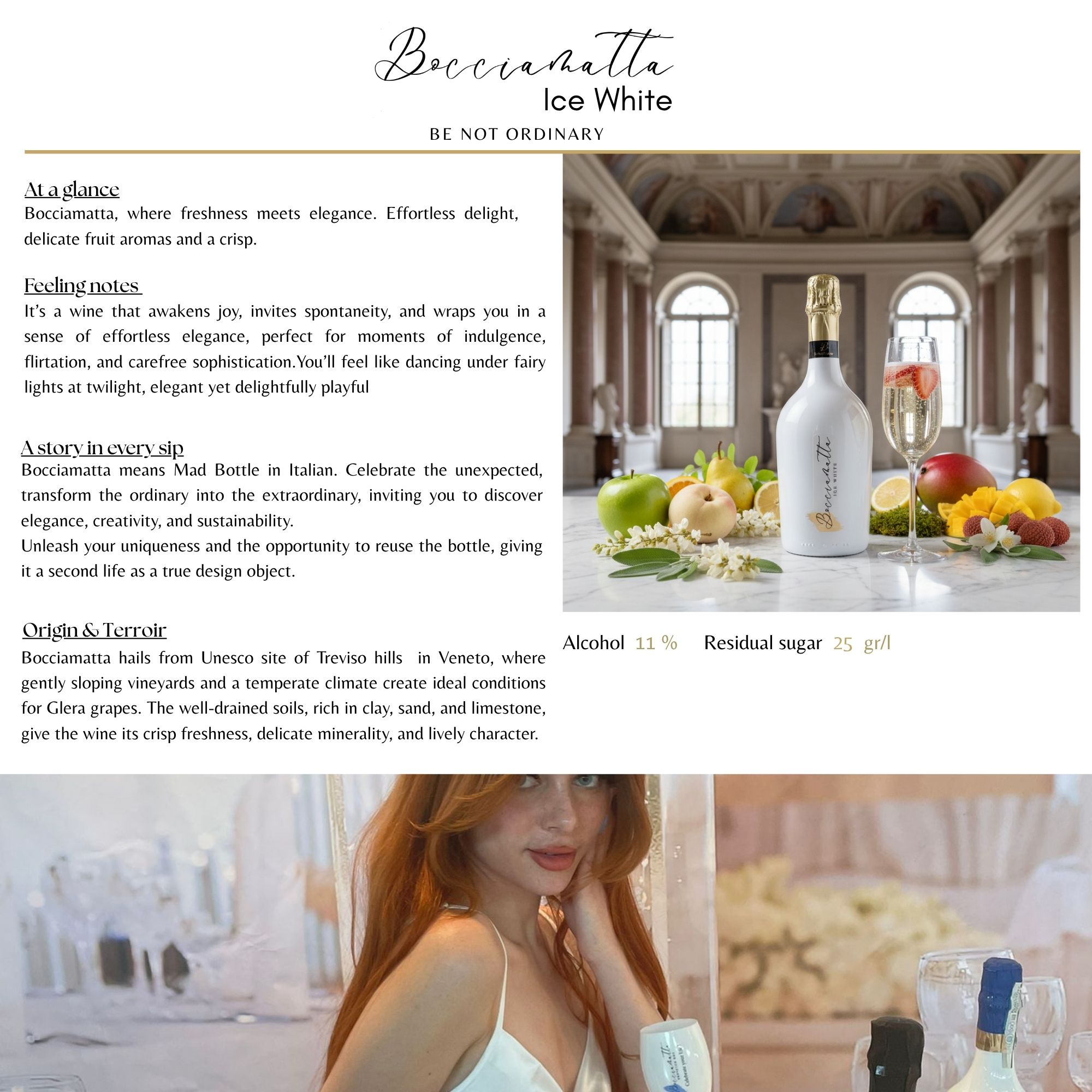 Celebrate the unexpected, transform the ordinary into the extraordinary, inviting you to discover elegance, creativity, and sustainability. Unleash your uniqueness and the opportunity to reuse the bottle, giving it a second life as a true design object.